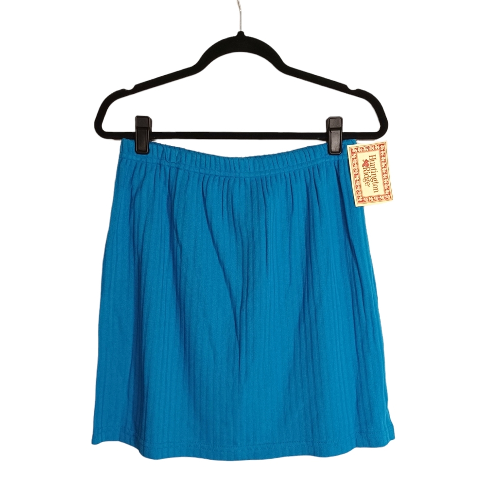 HUNTINGTON RIDGE Vibrant Blue Stretchy Ribbed Mini Skirt Large NWT